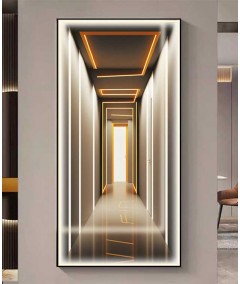Black Frame Modern 3D Effect Crystall Procelein Painting With Lighting